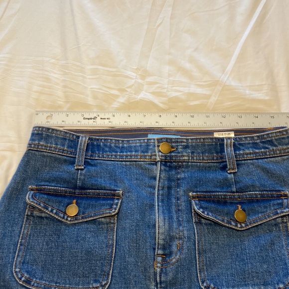 Draper James Denim Skirt Sz 12 Blue A-Line Front Pocket Classic Preppy - Picture 8 of 11